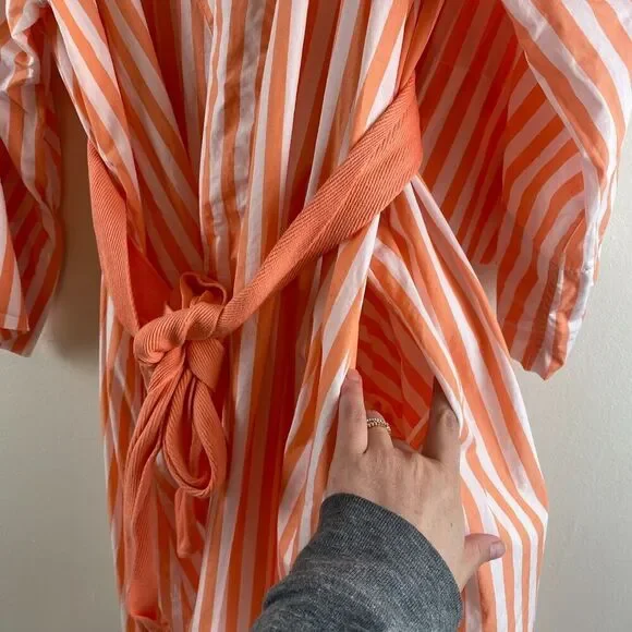 Lake Kimono Robe Melon Striped Orange Women's XXL Casual Pajamas - Picture 6 of 16